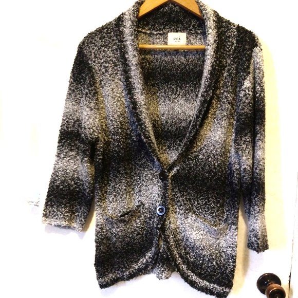 eci New York Black and White Boucle Sweater Size M - Picture 2 of 6